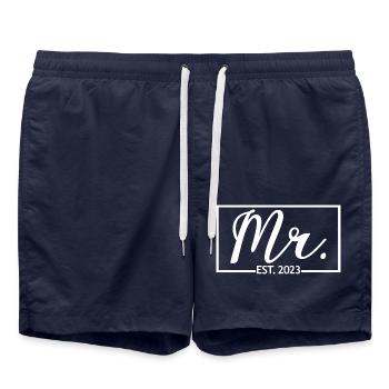 M. Est. 2023 Fiançailles pour la fête de mariage du marié - Short de bain - bleu marine - Devant - AI Model Male 185 light (185cm)