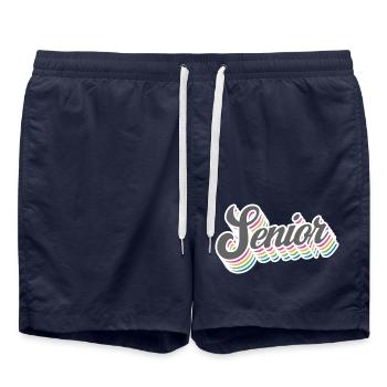 Senior - Student Class Retro Graduation Party Gift - Swim Trunks - french navy - Front - AI Model Male 185 light (185cm)