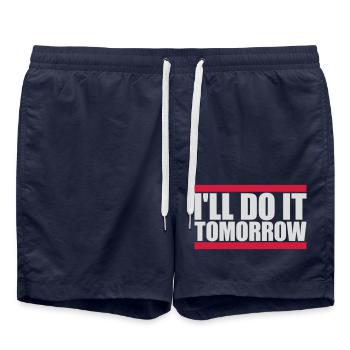 do it tomorrow Zitat - Badeshorts - French Navy - Vorne - AI Model Male 185 light (185cm)
