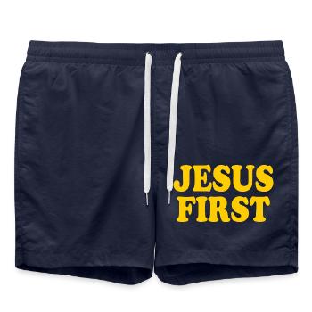 Jesus first - Short de bain - bleu marine - Devant - AI Model Male 185 light (185cm)