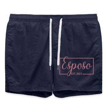 Esposo Est. 2023 Mariage cadeau du marié de fiançailles - Short de bain - bleu marine - Devant - AI Model Male 185 light (185cm)