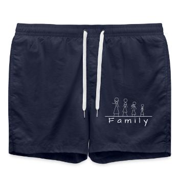 Strichmännchenfamilie - Badeshorts - French Navy - Vorne - AI Model Male 185 light (185cm)