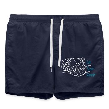 Eat sleep repeat - Swim Trunks - french navy - Front - AI Model Male 185 light (185cm)
