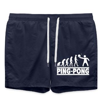 Pingpong-Evolution Vom Mensch zum Tischtennisspier - Badeshorts - French Navy - Vorne - AI Model Male 185 light (185cm)