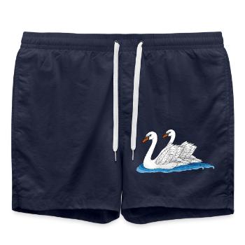 Vögel - Badeshorts - French Navy - Vorne - AI Model Male 185 light (185cm)