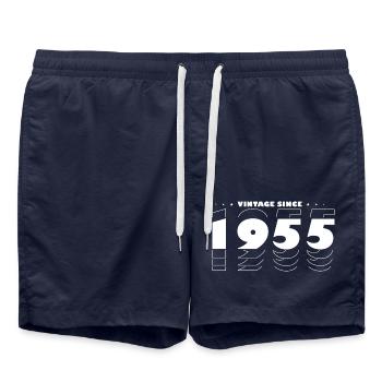 Proudly Celebrating 1955 - Vintage 70 Years of - Swim Trunks - french navy - Front - AI Model Male 185 light (185cm)