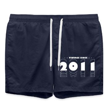 Le meilleur de 2011 - Vintage Retro 14ème anniversaire pour - Short de bain - bleu marine - Devant - AI Model Male 185 light (185cm)