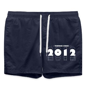 Vintage Timeless Style of 2012 - 13th Birthday - Swim Trunks - french navy - Front - AI Model Male 185 light (185cm)