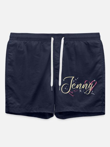 Jenny Name Vorname Kalligrafieherz - Badeshorts - French Navy