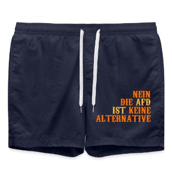 NEIN DIE AFD IST KEINE ALTERNATIVE - Badeshorts - French Navy - Vorne - AI Model Male 185 light (185cm)