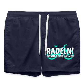 Radeln bis die Beine weinen Spruch Geschenk - Badeshorts - French Navy - Vorne - AI Model Male 185 light (185cm)