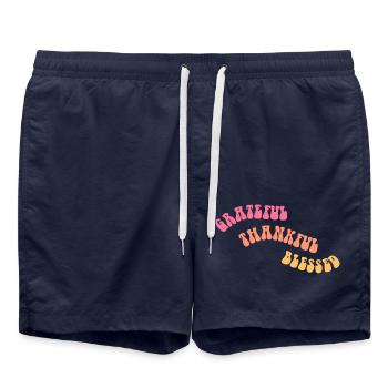 Grateful Thankful - Dankbarkeit - Geschenk - Badeshorts - French Navy - Vorne - AI Model Male 185 light (185cm)