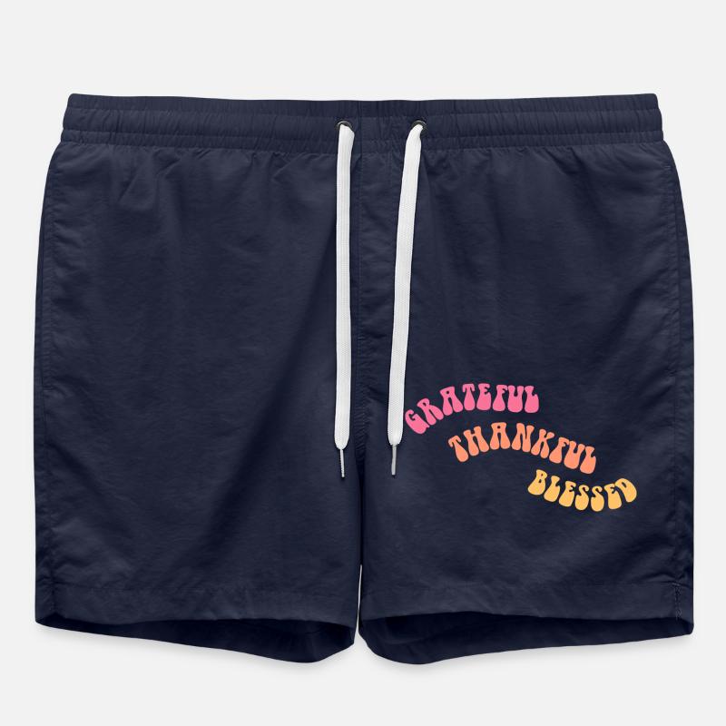 Grateful Thankful - Gratitude - Gift - Swim Trunks - french navy