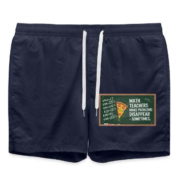 Lustiges Mathelehrer Design Pizza & Probleme lösen - Badeshorts - French Navy - Vorne - AI Model Male 185 light (185cm)