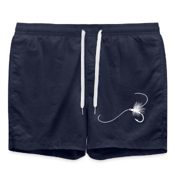 Fly Fishing Angler Gone Fishing WHITE - Swim Trunks - french navy - Front - AI Model Male 185 light (185cm)