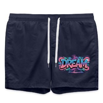 Un design de graffiti DREAM plein de couleurs et de motivation - Short de bain - bleu marine - Devant - AI Model Male 185 light (185cm)