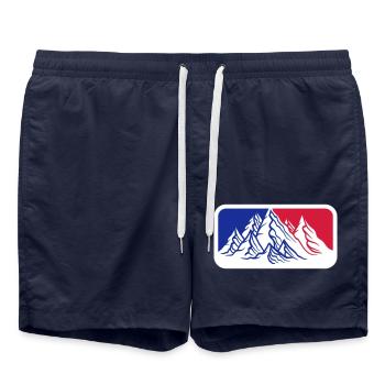 rot blau logo berge huegel alpen wandern urlaug fe - Badeshorts - French Navy - Vorne - AI Model Male 185 light (185cm)