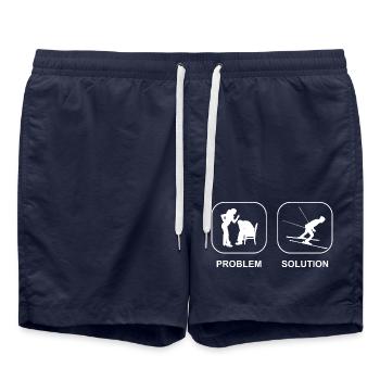 Skier Skiing Ski Winter Sports Christmas - Swim Trunks - french navy - Front - AI Model Male 185 light (185cm)