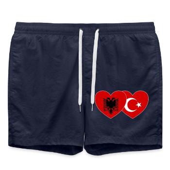 Albanie Turquie Drapeau Cœur - Short de bain - bleu marine - Devant - AI Model Male 185 light (185cm)