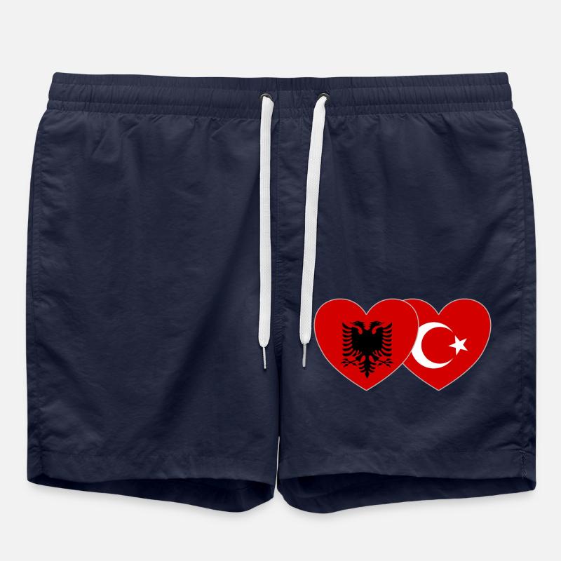 Albania Turkey Flag Heart - Swim Trunks - french navy
