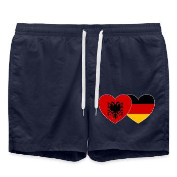 Albania Germany Flag Heart - Swim Trunks - french navy - Front - AI Model Male 185 light (185cm)