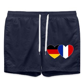 Allemagne France Drapeau Cœur - Short de bain - bleu marine - Devant - AI Model Male 185 light (185cm)