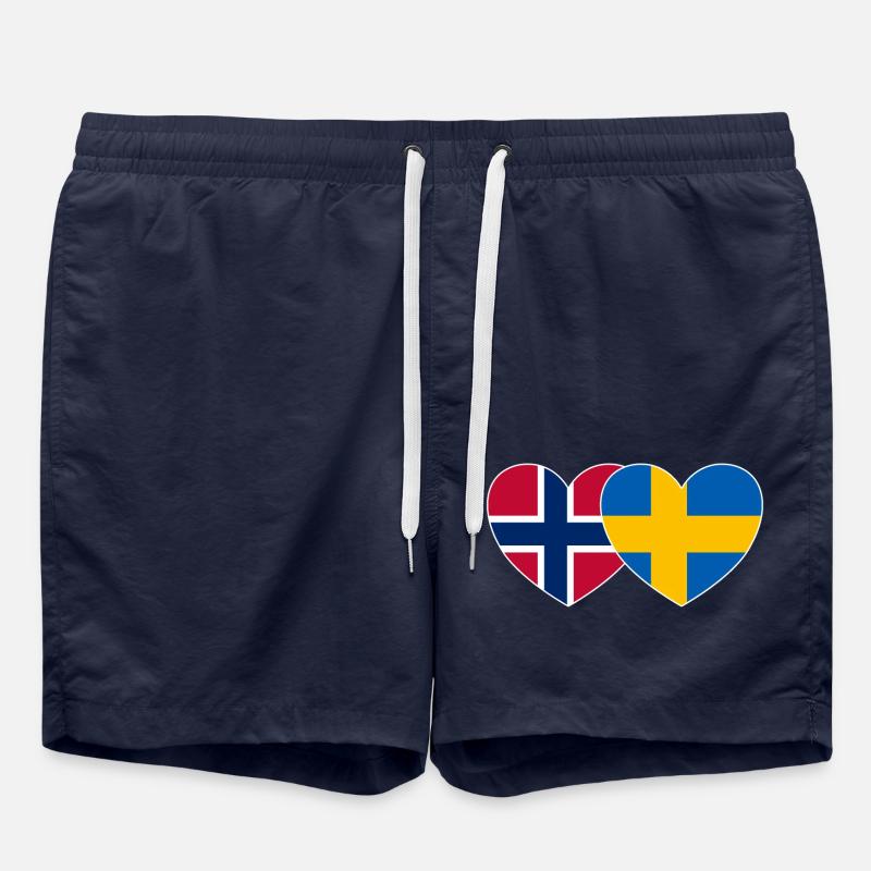 Norge Sverige Flag Hjerte - Badeshorts - navy