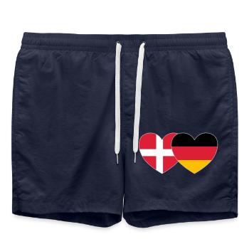 Denmark Germany Flag Heart - Swim Trunks - french navy - Front - AI Model Male 185 light (185cm)