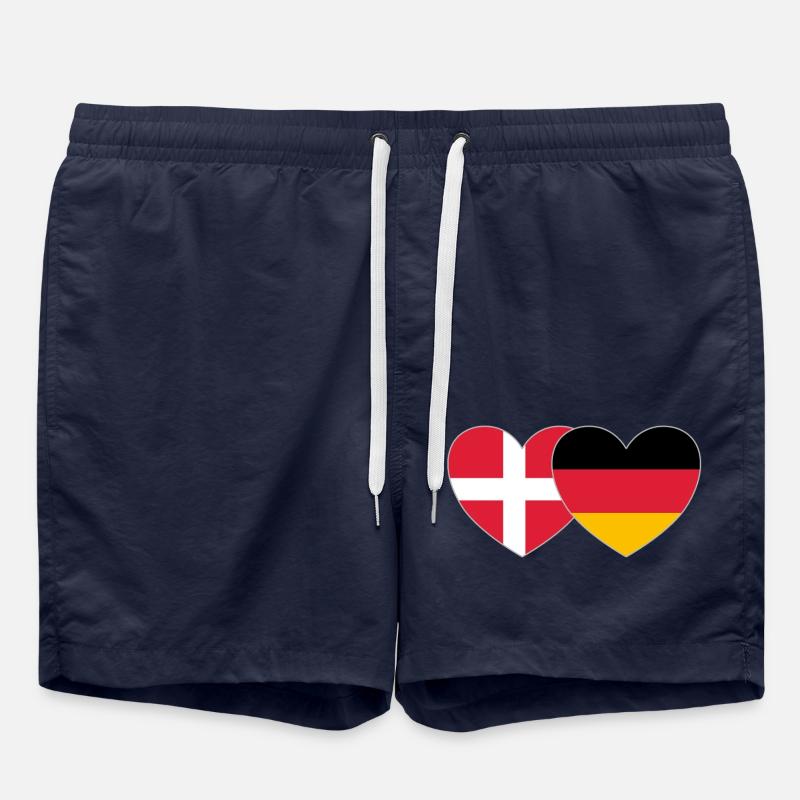 Danemark Allemagne Flag Heart - Short de bain - bleu marine