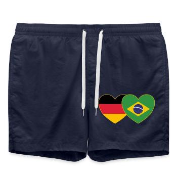 Brésil Allemagne Flag Heart - Short de bain - bleu marine - Devant - AI Model Male 185 light (185cm)