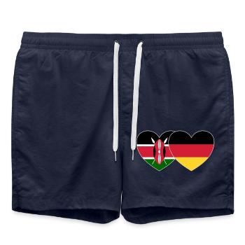 Kenya Germany Flag Heart - Swim Trunks - french navy - Front - AI Model Male 185 light (185cm)