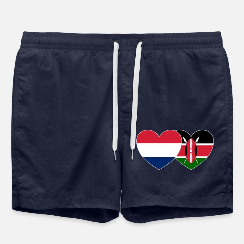Hollande Kenya drapeau coeur - Short de bain - bleu marine