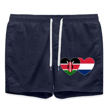 Kenia Holland Flagge Herz - Badeshorts - French Navy - Vorne - AI Model Male 185 light (185cm)