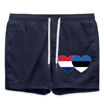 Hollande Estonie Drapeau Cœur - Short de bain - bleu marine - Devant - AI Model Male 185 light (185cm)