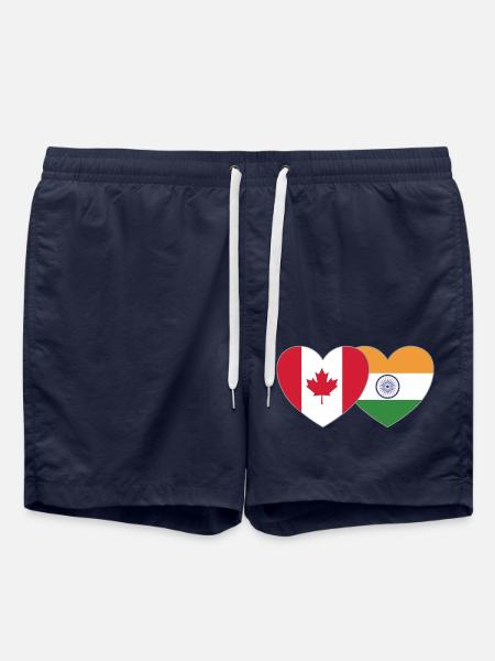 Canada India Flag Heart - Swim Trunks - french navy