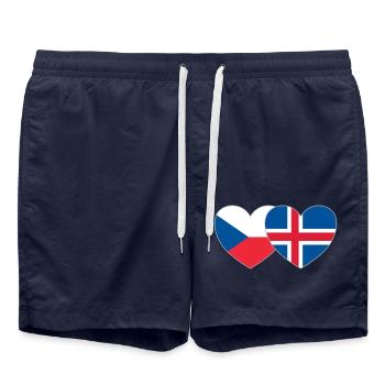 Tschechien Island Flagge Herz - Badeshorts - French Navy - Vorne - AI Model Male 185 light (185cm)