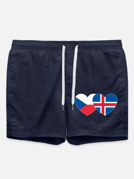 Tschechien Island Flagge Herz - Badeshorts - French Navy