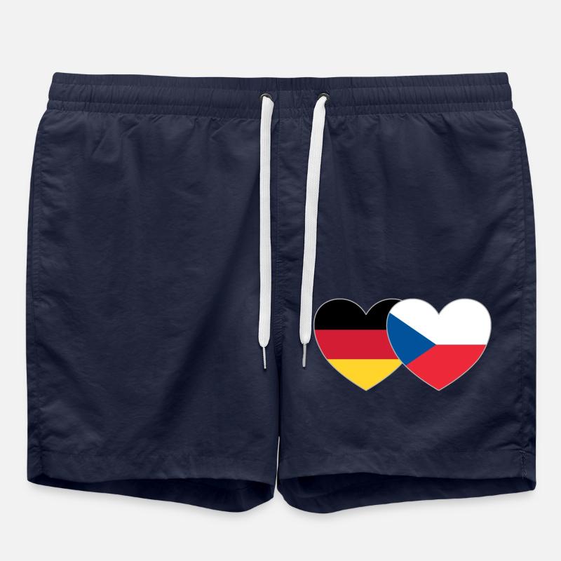 Germany Czech Republic Flag Heart - Swim Trunks - french navy