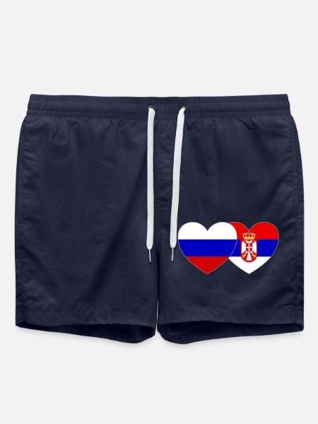 Russie Serbie Drapeau Cœur - Short de bain - bleu marine