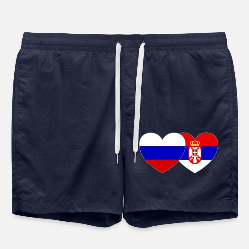 Russie Serbie Drapeau Cœur - Short de bain - bleu marine