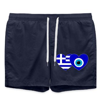 Grèce Bonheur Drapeau Cœur - Short de bain - bleu marine - Devant - AI Model Male 185 light (185cm)