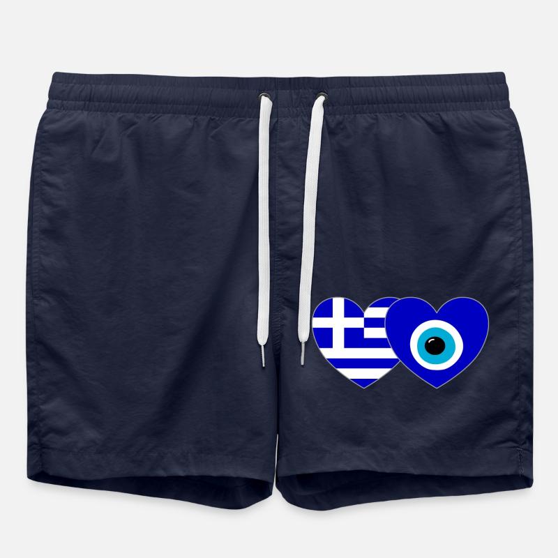 Grèce Bonheur Drapeau Cœur - Short de bain - bleu marine