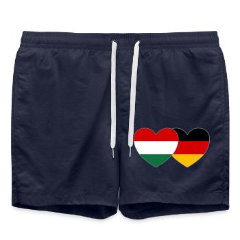Ungarn Deutschland Flagge Herz - Badeshorts - French Navy - Vorne - AI Model Male 185 light (185cm)