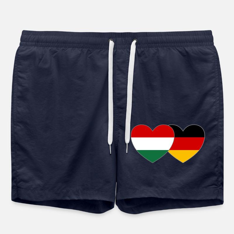 Hungary Germany Flag Heart - Swim Trunks - french navy