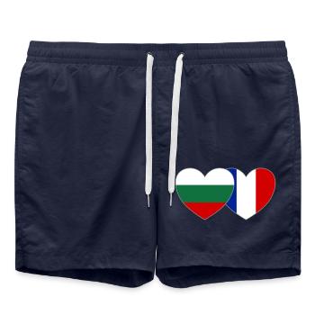 Bulgaria Fankreich Flag Heart - Swim Trunks - french navy - Front - AI Model Male 185 light (185cm)