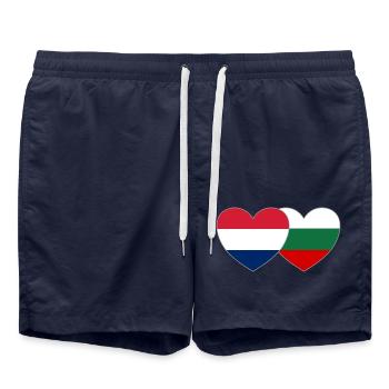Holland Bulgaria Flag Heart - Swim Trunks - french navy - Front - AI Model Male 185 light (185cm)
