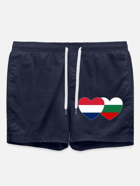 Holland Bulgaria Flag Heart - Swim Trunks - french navy
