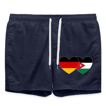 Allemagne Jordanie Drapeau Coeur Large - Short de bain - bleu marine - Devant - AI Model Male 185 light (185cm)