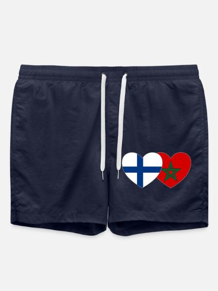 Finland Morocco Flag Heart - Swim Trunks - french navy