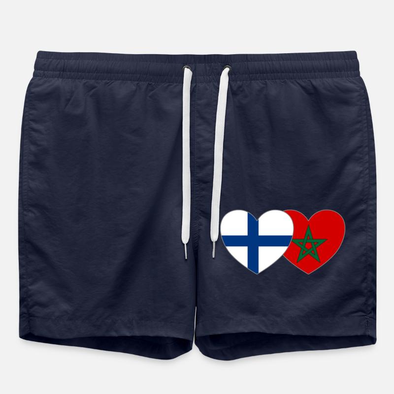 Finlande Maroc Drapeau Coeur - Short de bain - bleu marine